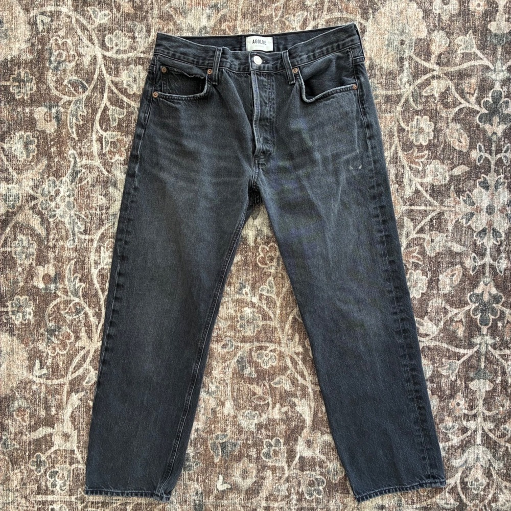 Agolde Parker High Rise Straight Leg Jeans Faded Black A113B-1157 Size 30